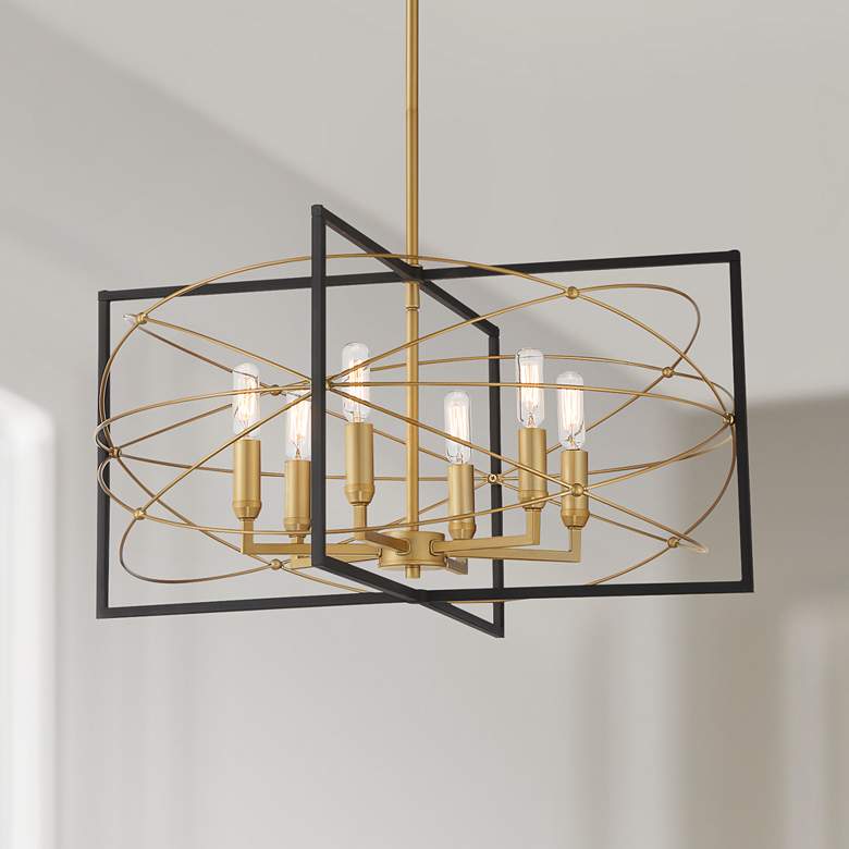 Image 1 Minka Lavery Titans Trace 24" Coal and Gold 6-Light Modern Chandelier