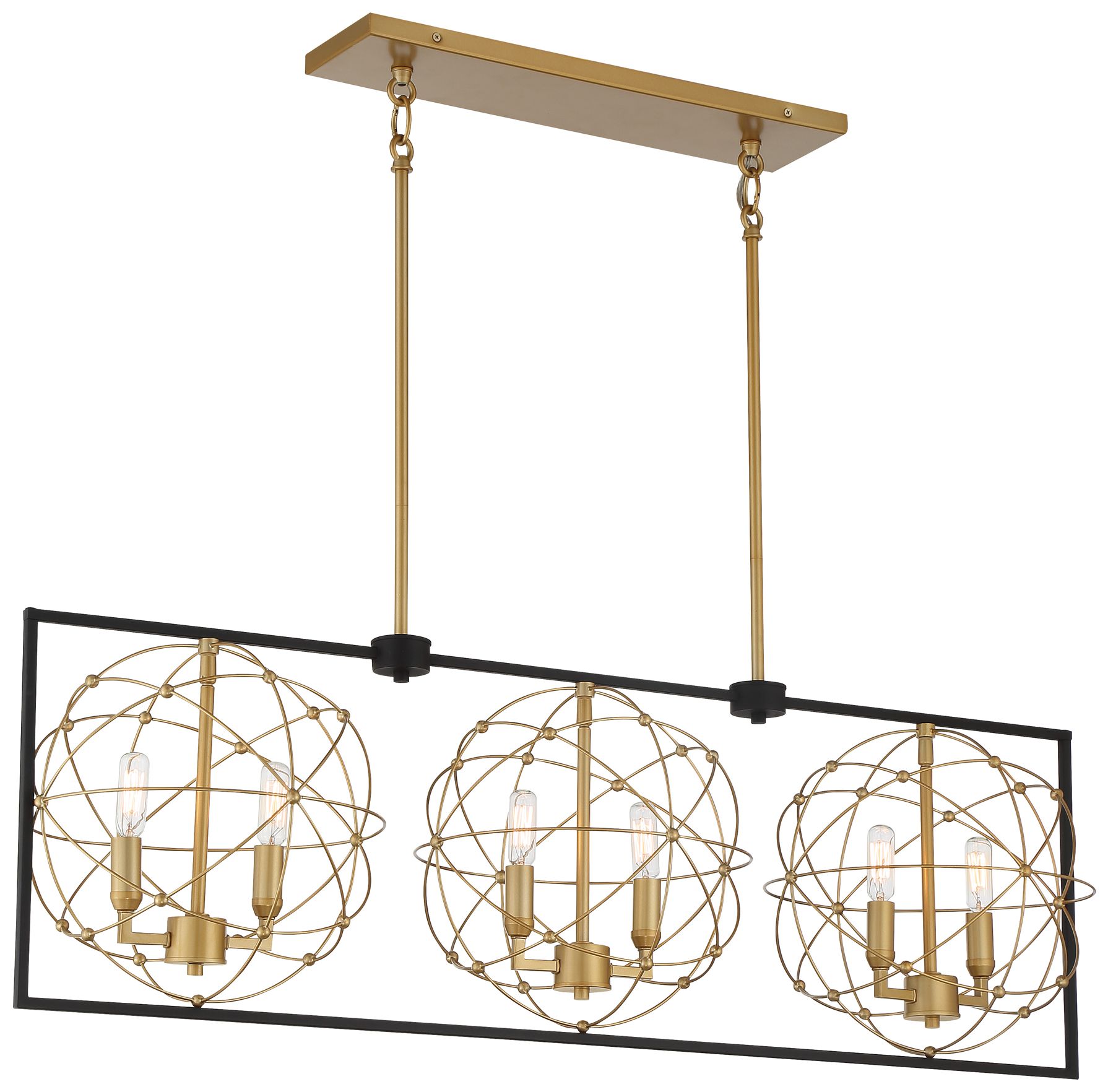 Minka Lavery Titans Trace 6-Lt 42in Black and Honey Gold Linear Chandelier