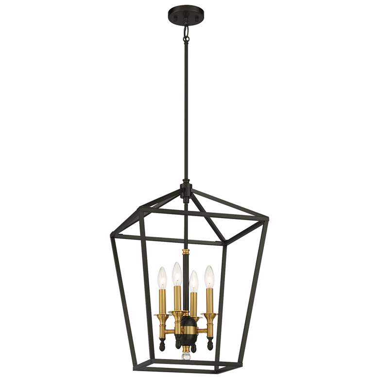 Image 1 Minka Lavery Townhall 16" Wide 4-Light Coal and Soft Brass Pendant