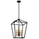 Minka Lavery Townhall 16" Wide 4-Light Coal and Soft Brass Pendant
