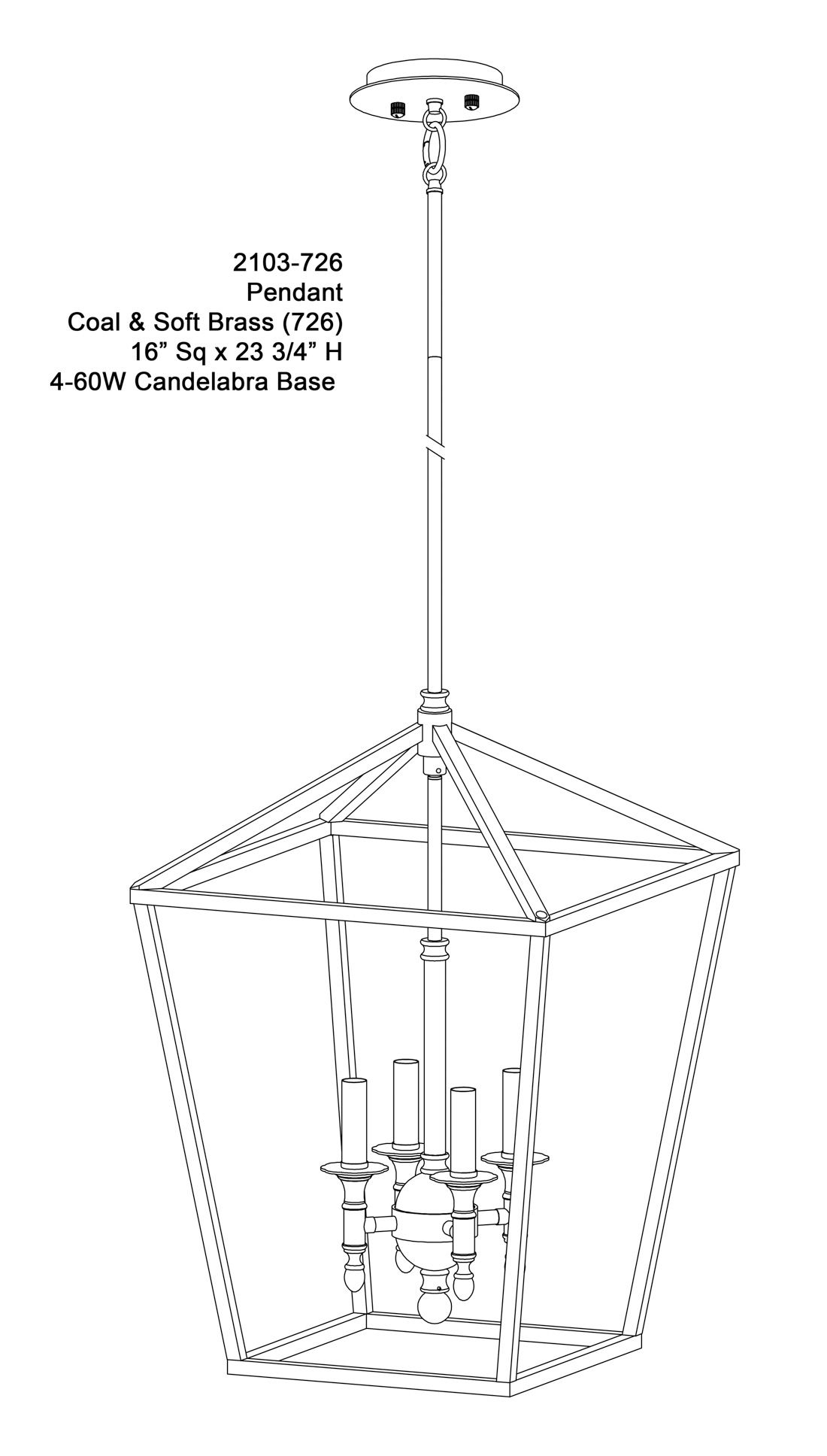 Minka Lavery Townhall 16" Wide 4-Light Coal and Soft Brass Pendant