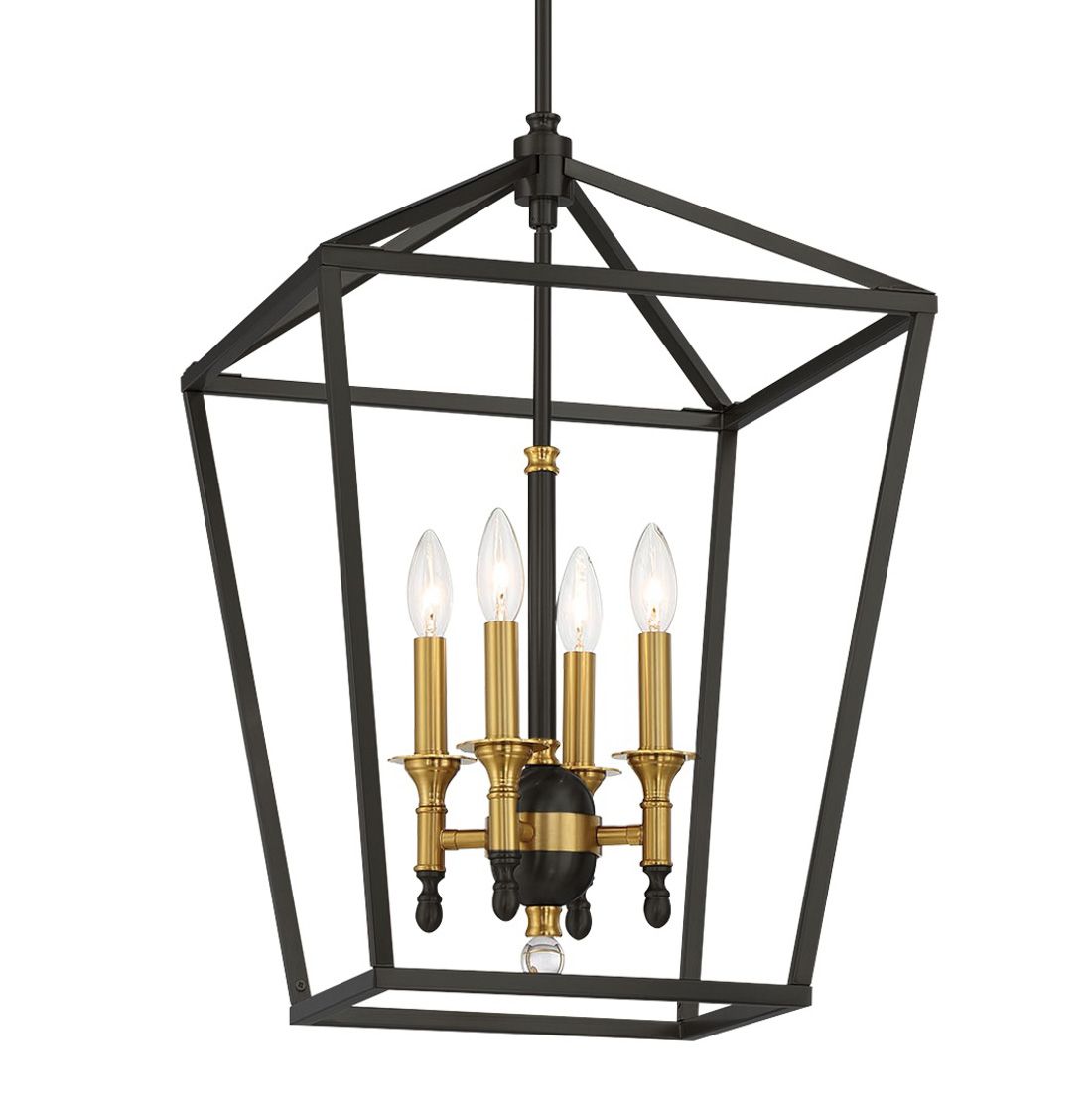 Minka Lavery Townhall 16" Wide 4-Light Coal and Soft Brass Pendant