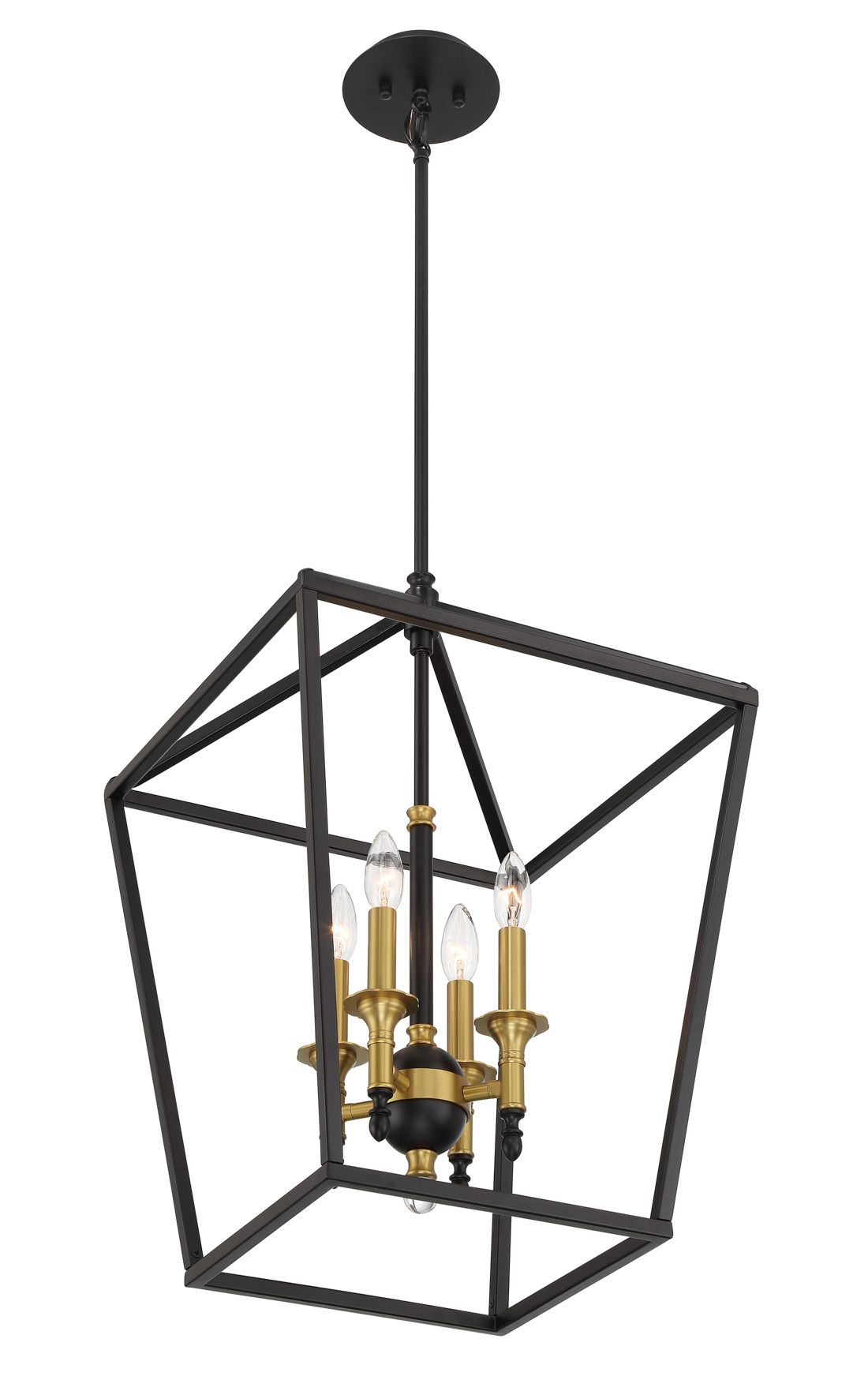 Minka Lavery Townhall 16" Wide 4-Light Coal and Soft Brass Pendant
