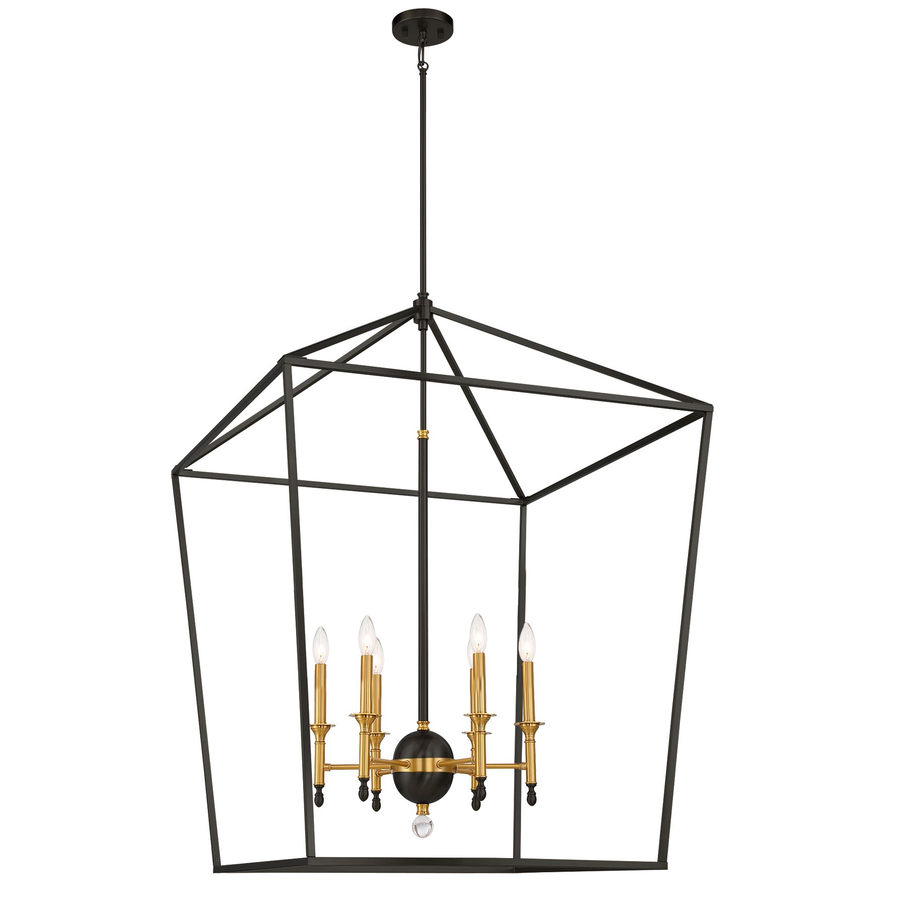 Minka Lavery Townhall 6-Light Coal and Soft Brass Pendant