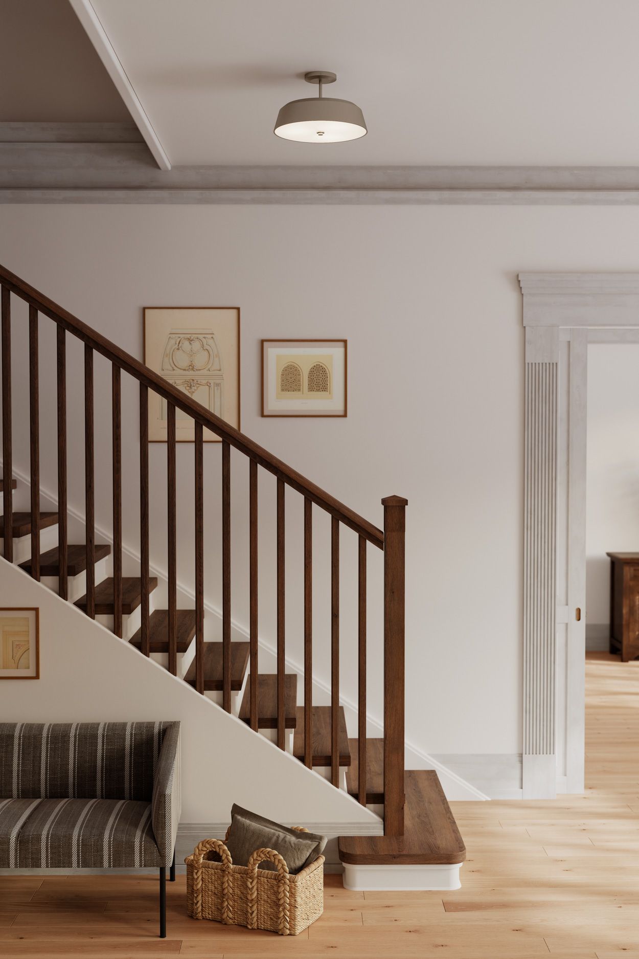 Image 4 Minka Lavery Trellwyn 3-Light 15-in Brushed Nickel Semi-Flush with Shade more views