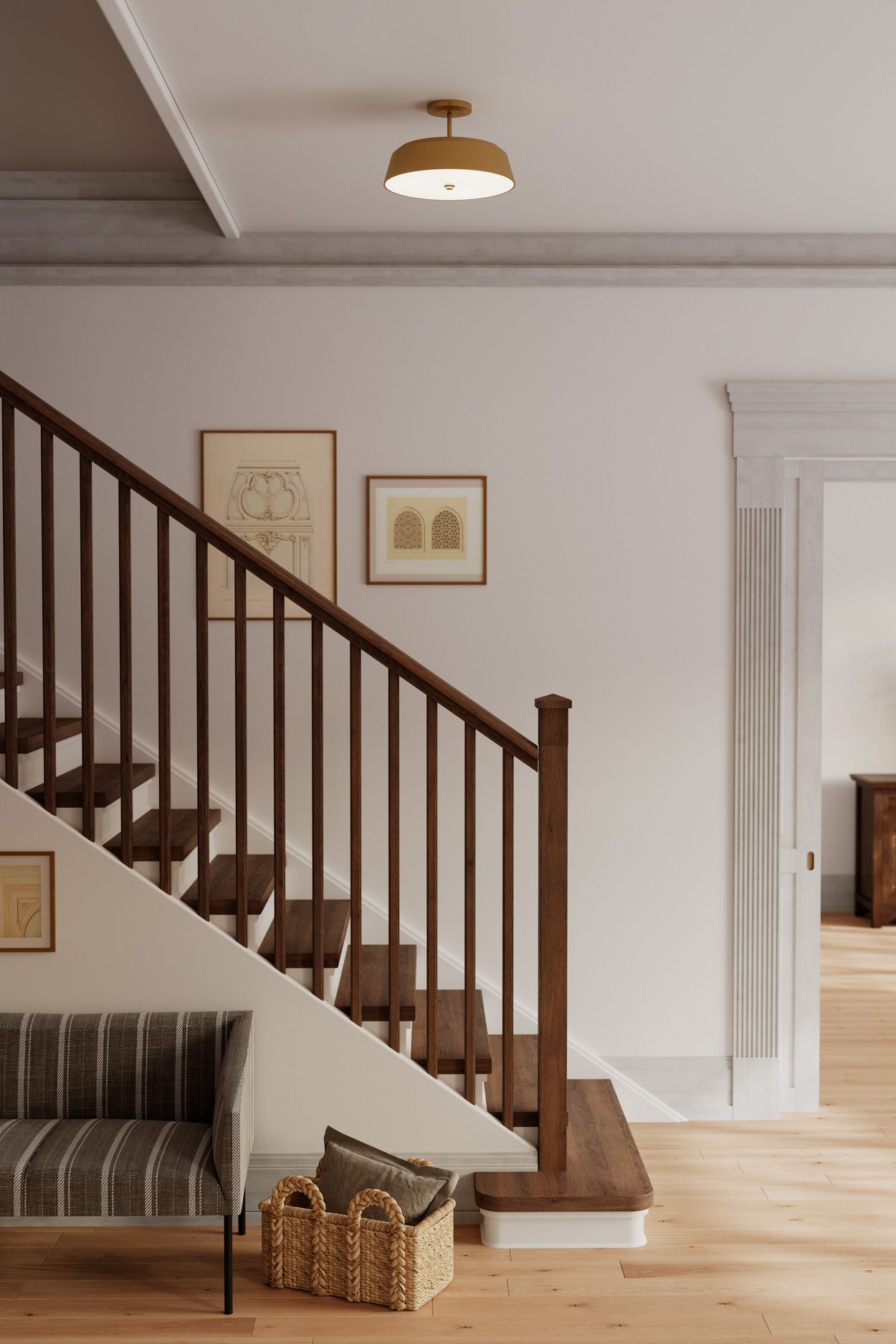 Image 4 Minka Lavery Trellwyn 3-Light 15-in Legacy Brass Semi-Flush with Shade more views