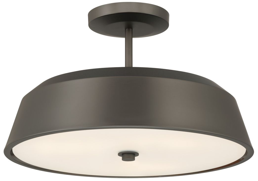 Thumbnail1 of Minka Lavery Trellwyn 3-Lt 15-in Plated Dark Bronze Semi-Flush with Shade