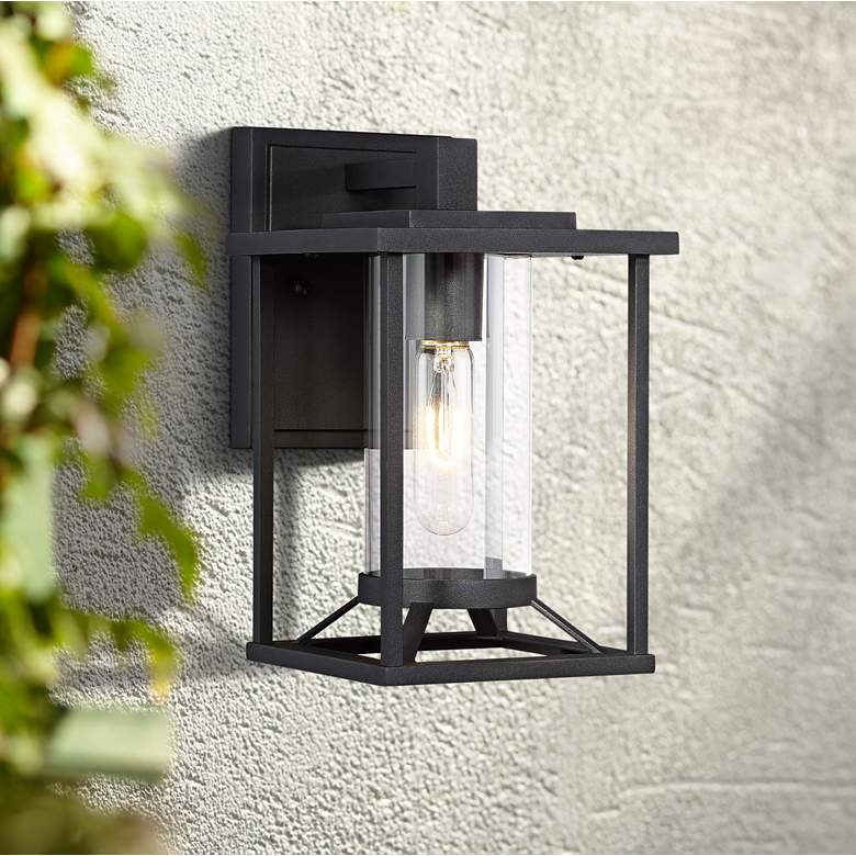 Image 1 Minka Lavery Trescott 11 1/2" High Square Black Outdoor Wall Light