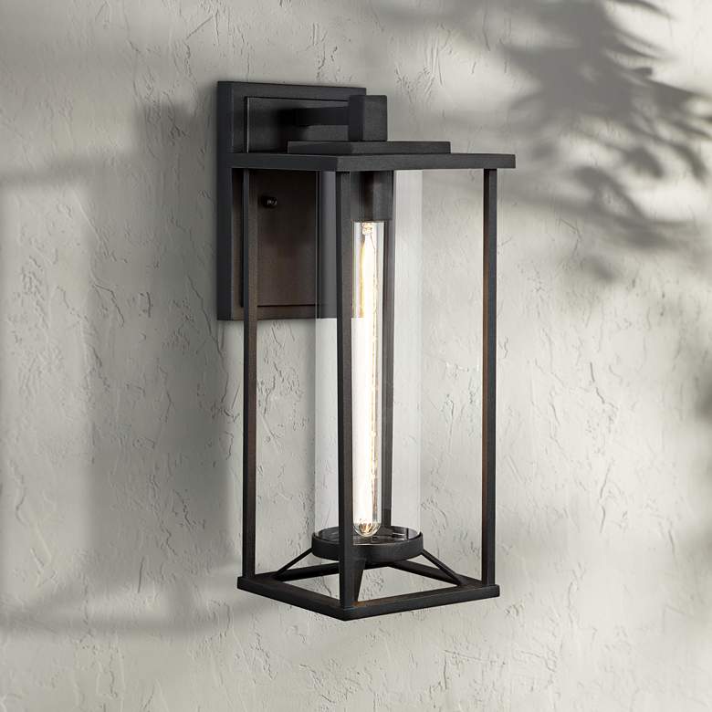 Image 1 Minka Lavery Trescott 17 1/4" High Black Modern Outdoor Wall Light