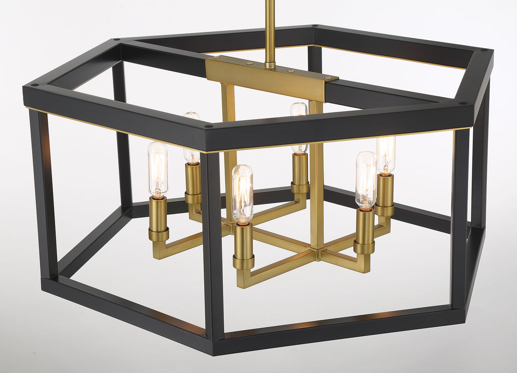 Minka-Lavery Union Estates 6-Light Coal Black and Soft Brass Pendant