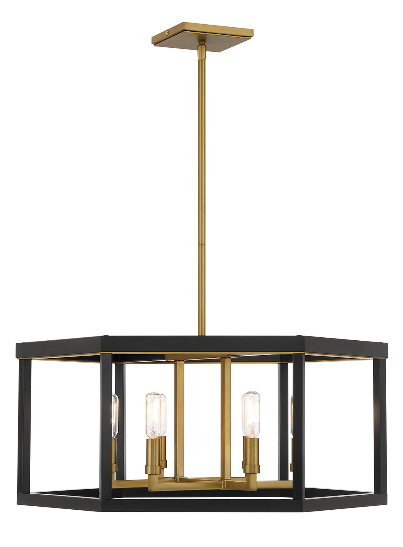 Minka-Lavery Union Estates 6-Light Coal Black and Soft Brass Pendant