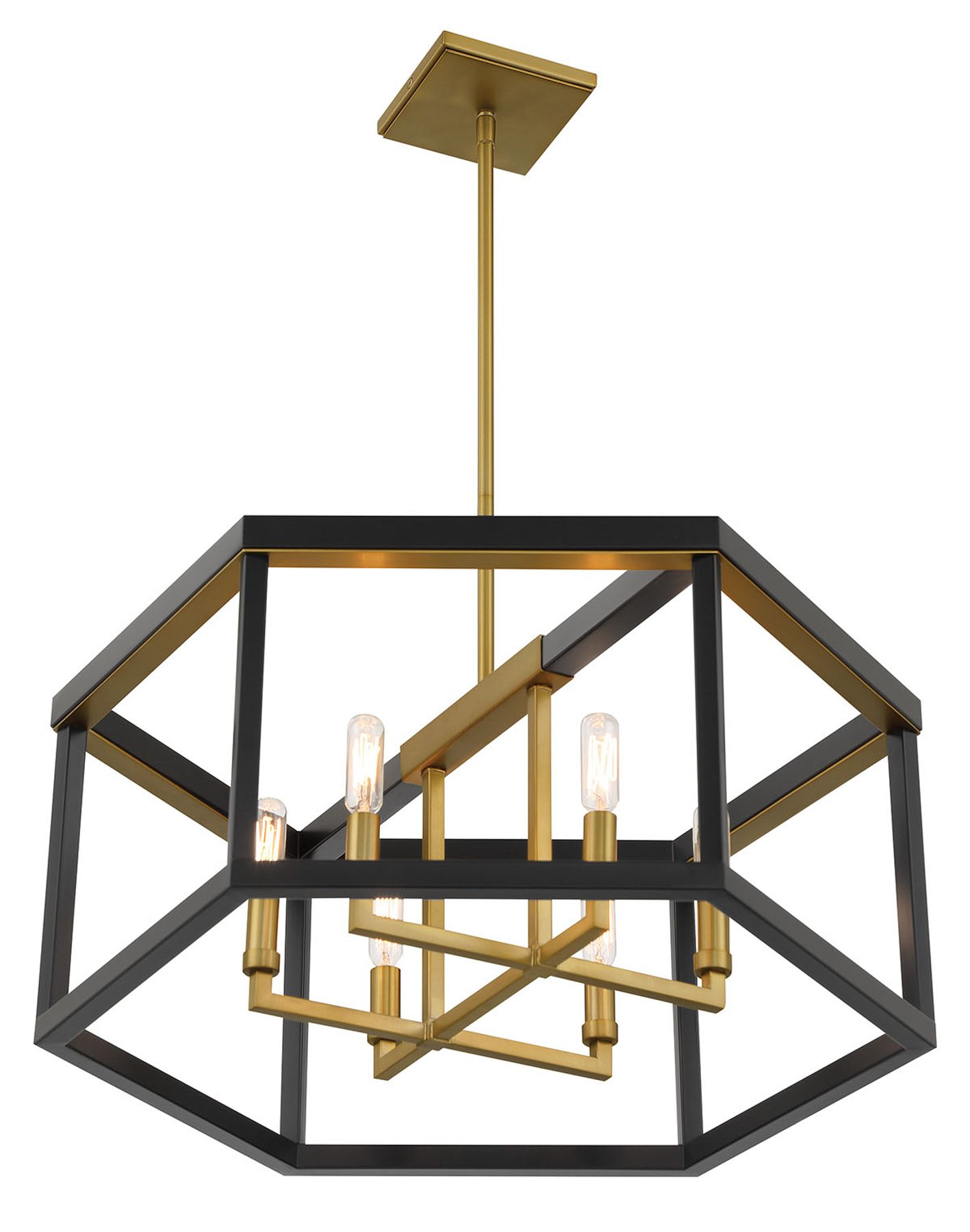 Minka-Lavery Union Estates 6-Light Coal Black and Soft Brass Pendant
