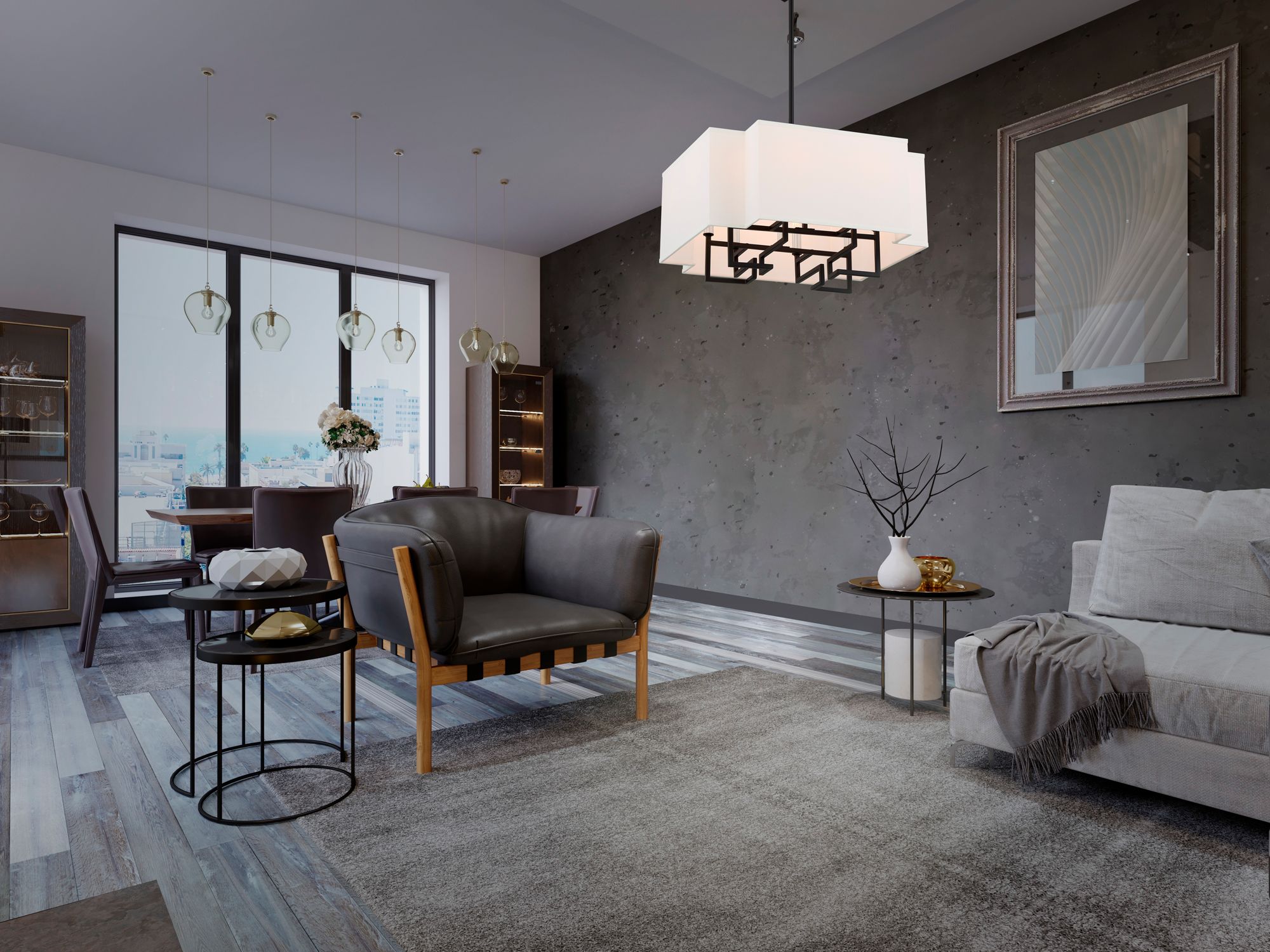 Image 6 Minka-Lavery Upham Estates 8-Light Black and Polished Nickel Pendant more views