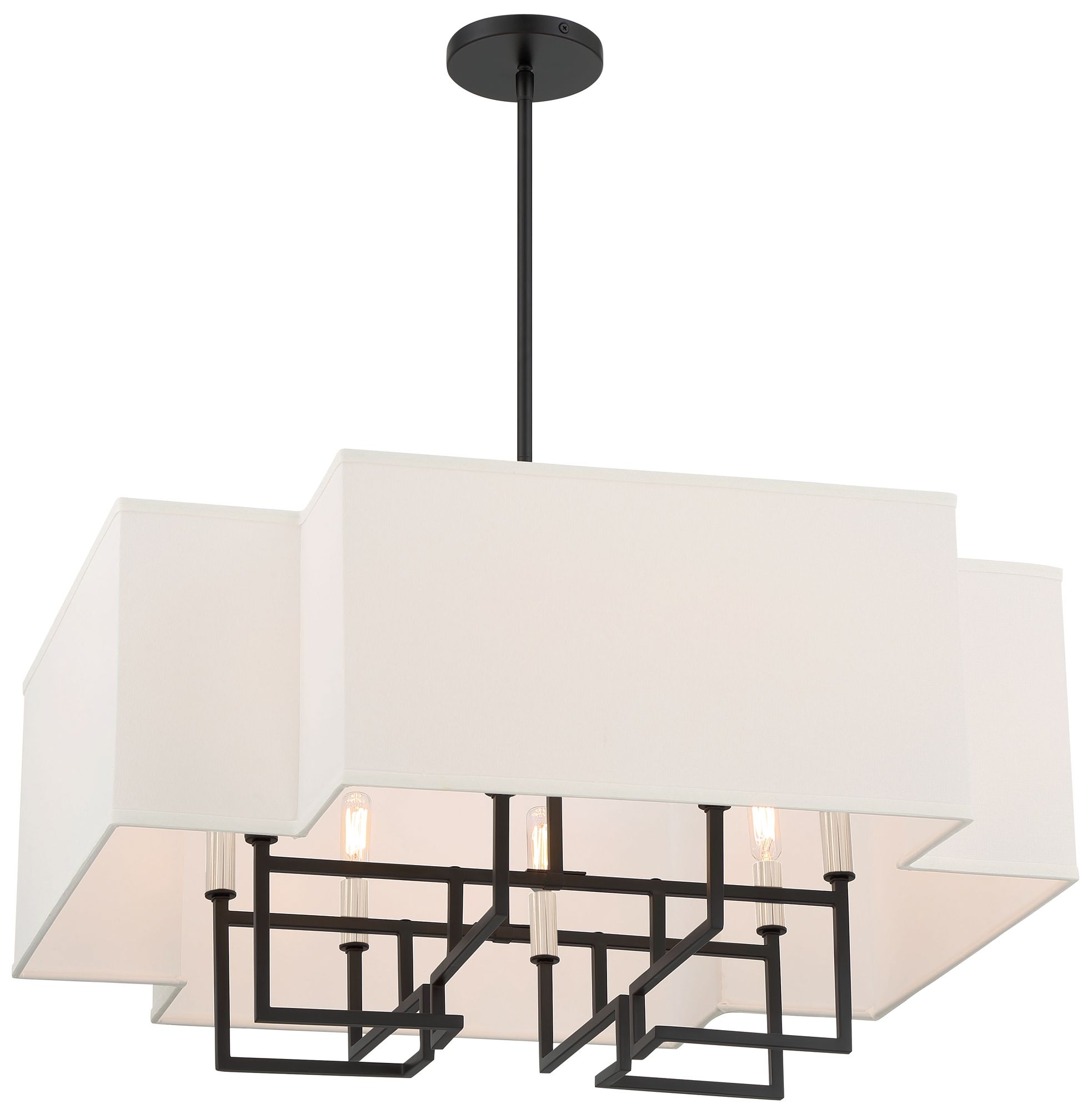 Minka-Lavery Upham Estates 8-Light Black and Polished Nickel Pendant