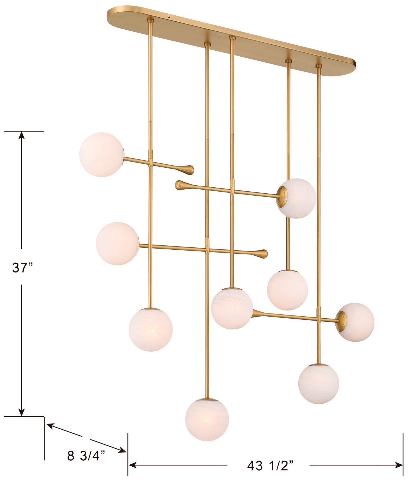 Minka Lavery Ursolus 9-Light 8.75-in Legacy Brass Linear Chandelier