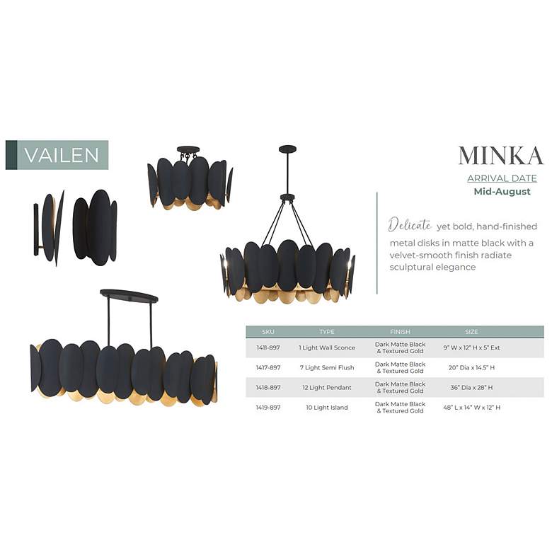 Image 2 Minka-Lavery Vailen 10-Light Dark Black and Textured Gold Island Chandelier more views