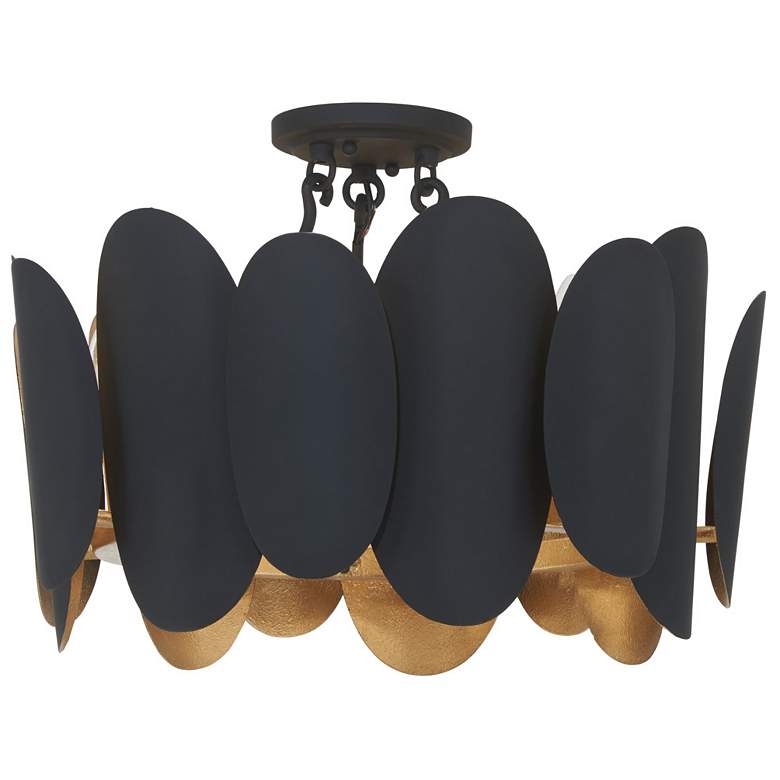 Image 2 Minka-Lavery Vailen 7-Light Dark Matte Black and Textured Gold Semi Flush