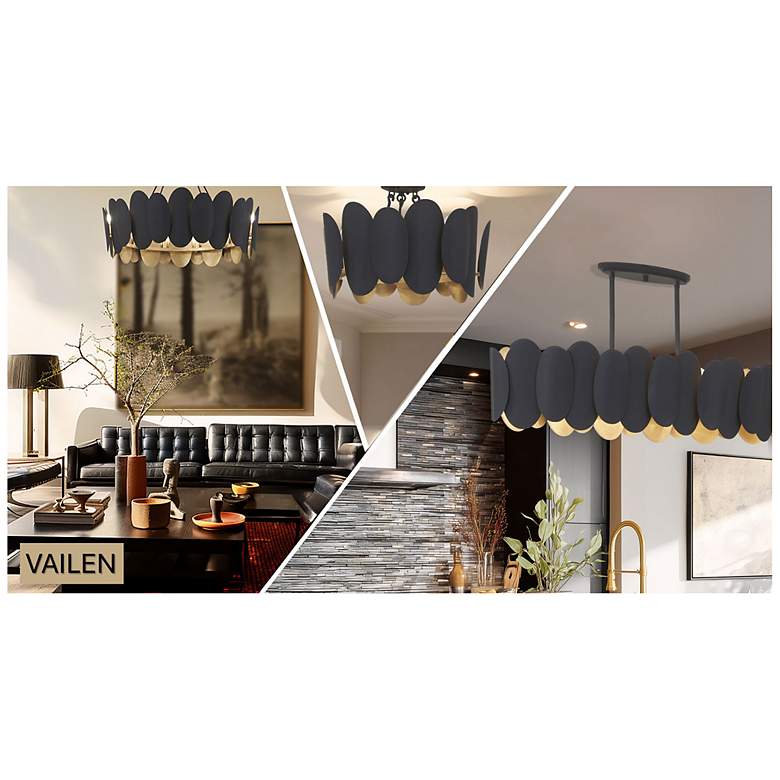 Image 4 Minka-Lavery Vailen 7-Light Dark Matte Black and Textured Gold Semi Flush more views