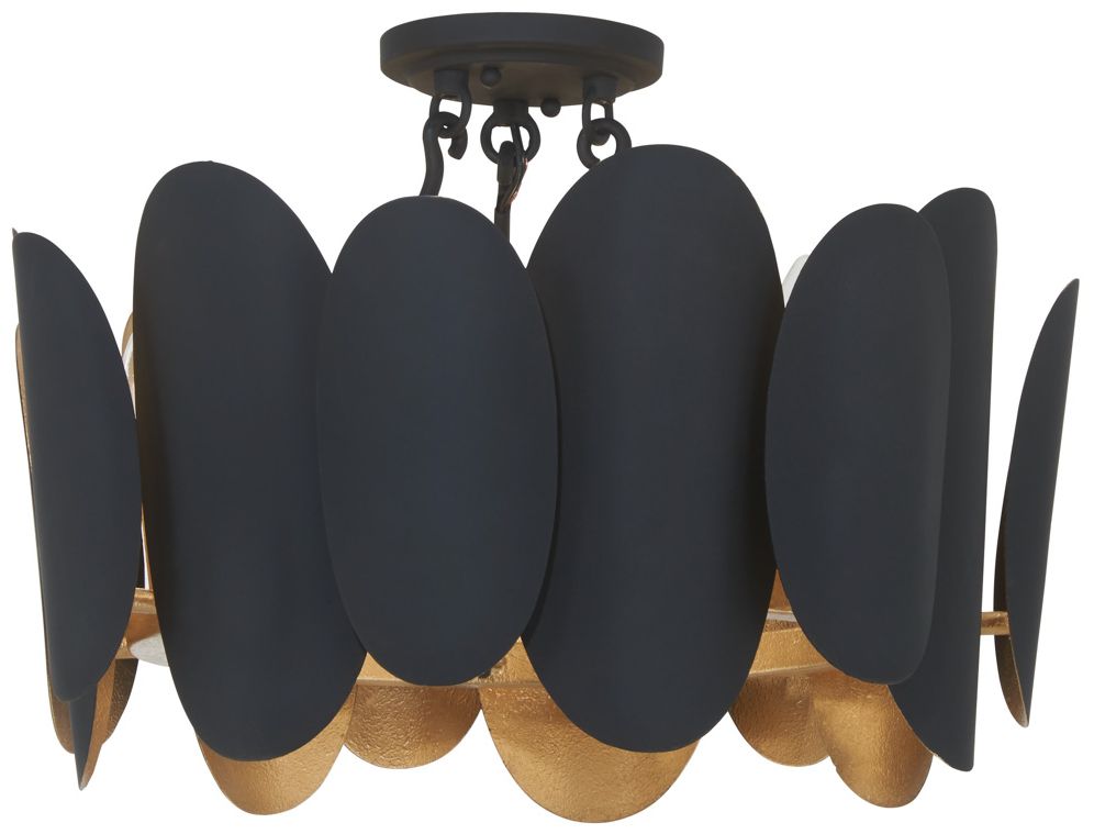 Image 6 Minka-Lavery Vailen 7-Light Dark Matte Black and Textured Gold Semi Flush more views