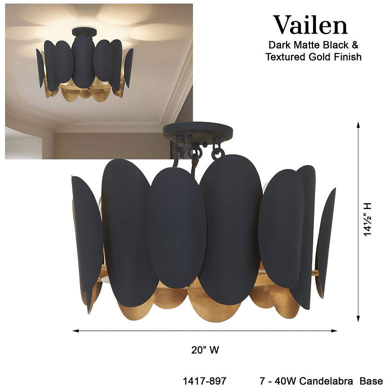 Image 7 Minka-Lavery Vailen 7-Light Dark Matte Black and Textured Gold Semi Flush more views