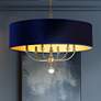 1_Minka Lavery Van Noord 6-Light 32-in Brass Pendant with Blue Velvet Shade