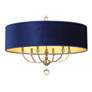 6_Minka Lavery Van Noord 6-Light 32-in Brass Pendant with Blue Velvet Shade more views