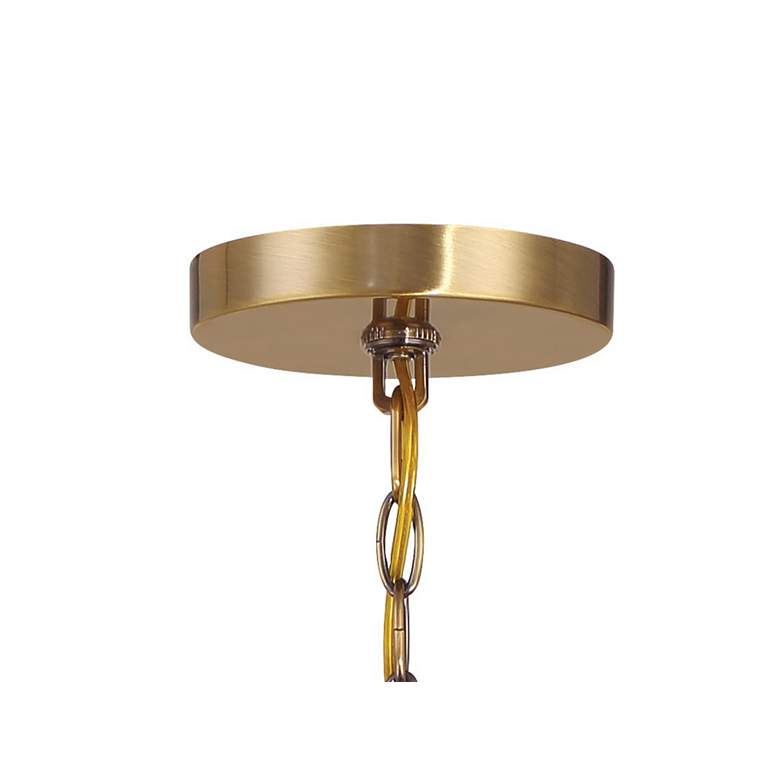Image 7 Minka Lavery Van Noord 6-Light 32-in Brass Pendant with Blue Velvet Shade more views