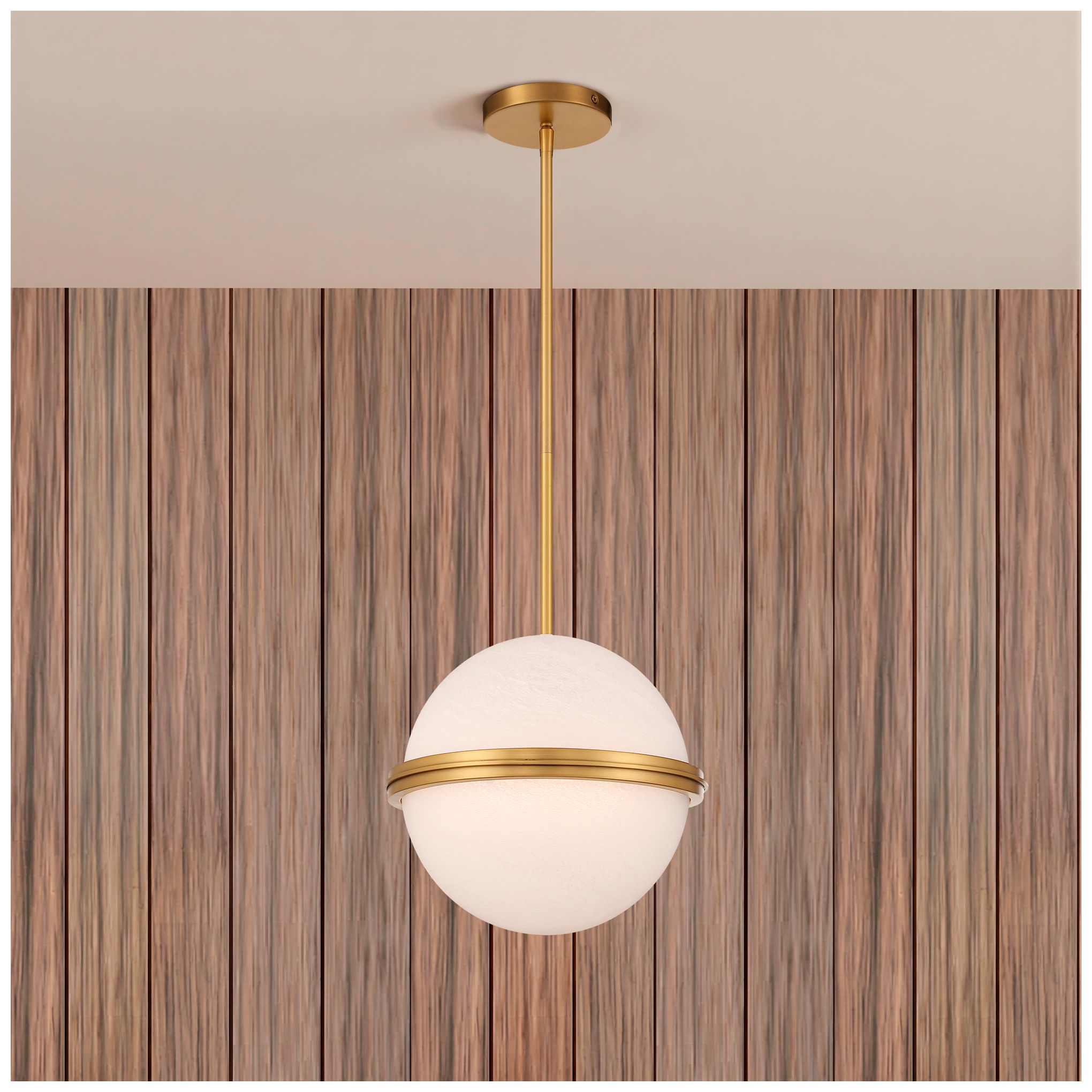 Thumbnail2 of Minka Lavery Vanderlane LED 11.75-in Legacy Brass Pendant with Glass Shade more views
