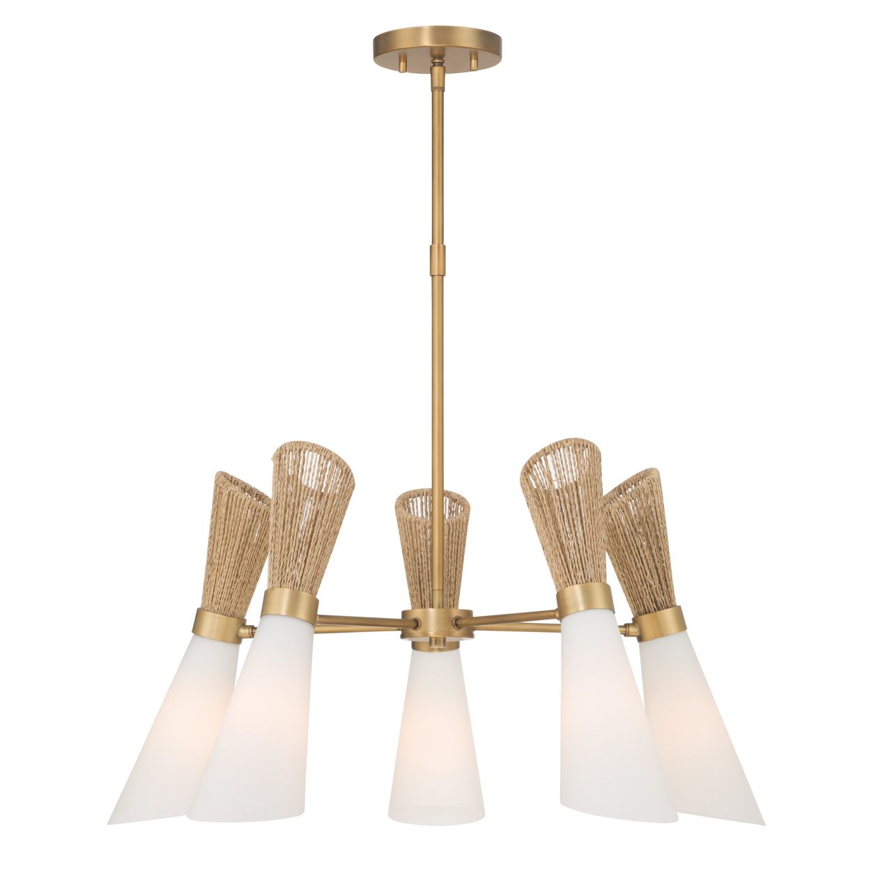 Thumbnail2 of Minka Lavery Vantrel  5-Light 26.25-in Legacy Brass Chandelier with Shades more views