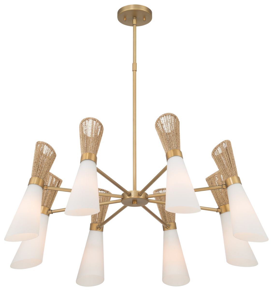 Thumbnail1 of Minka Lavery Vantrel 8-Light 36-in Legacy Brass Chandelier with Glass Shade