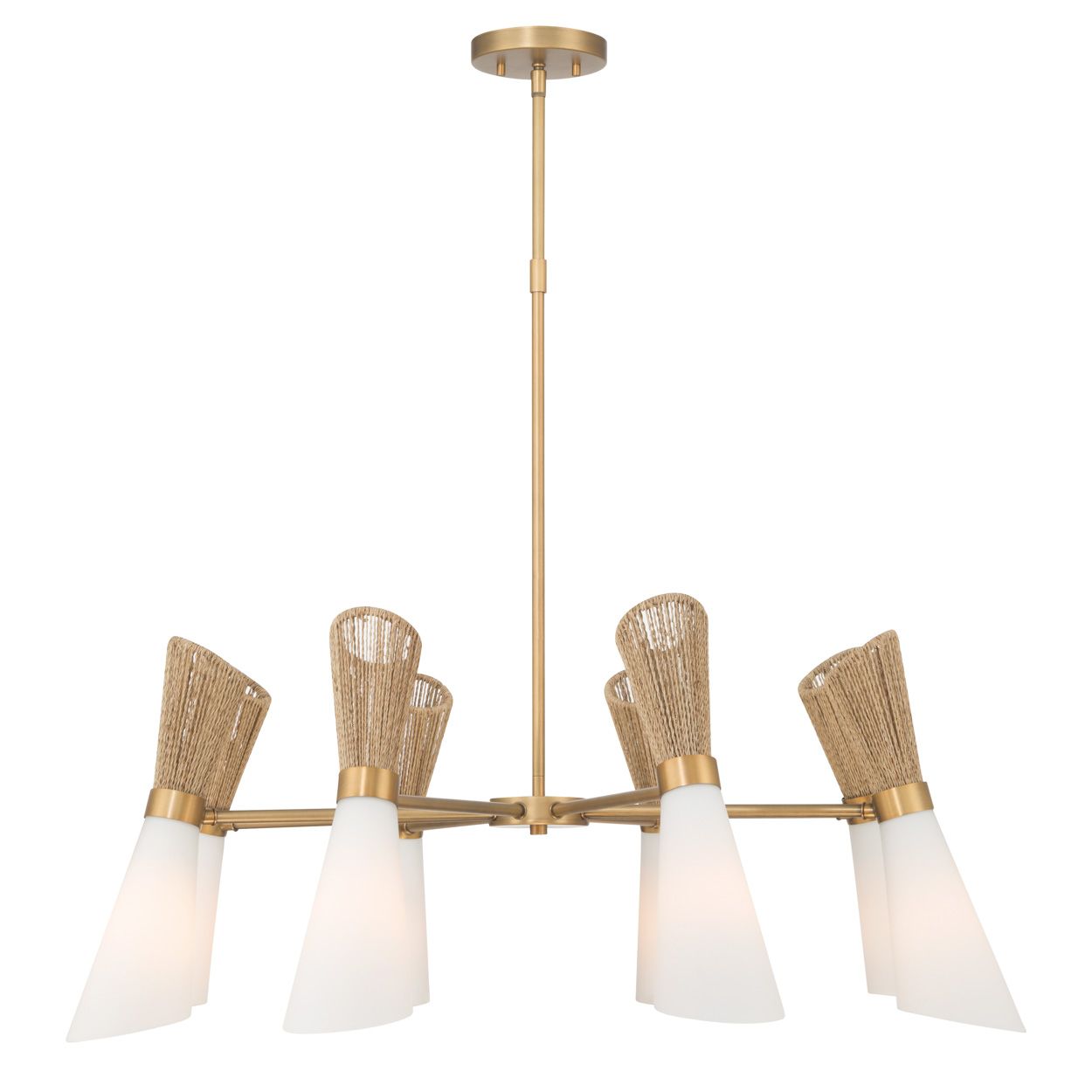 Thumbnail2 of Minka Lavery Vantrel 8-Light 36-in Legacy Brass Chandelier with Glass Shade more views