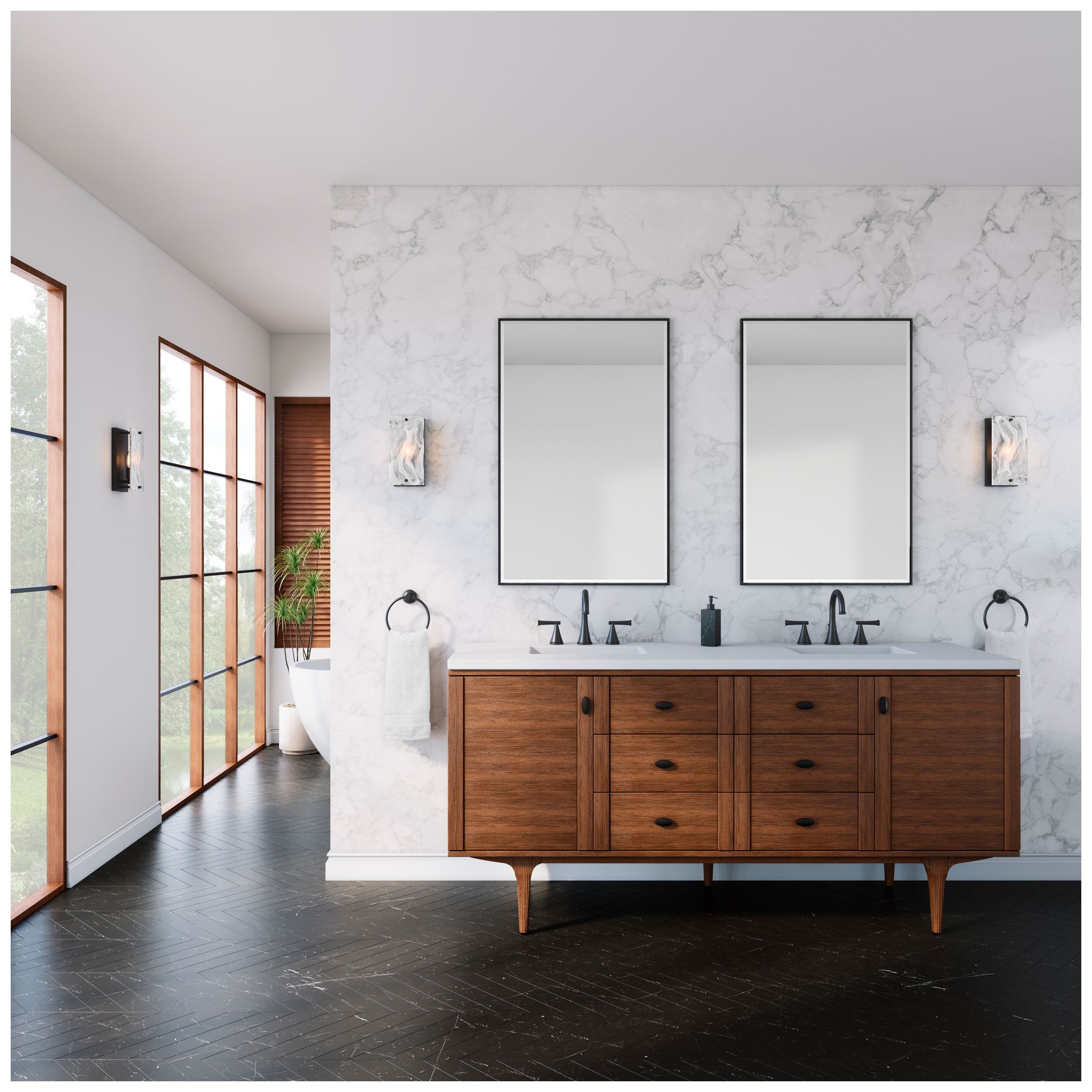 Image 4 Minka Lavery Veil 1-Lt 5-in Dark Matte Black Wall Sconce with Glass Shade more views