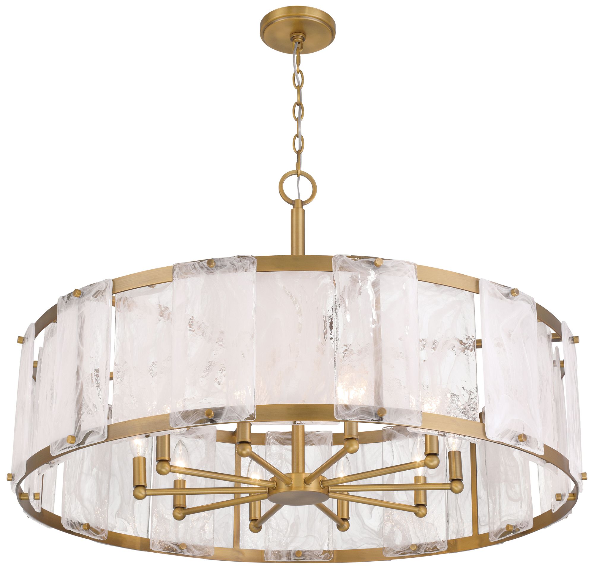 Image 6 Minka-Lavery Veil 10-Light 36-in Legacy Brass Pendant with Glass Shade more views