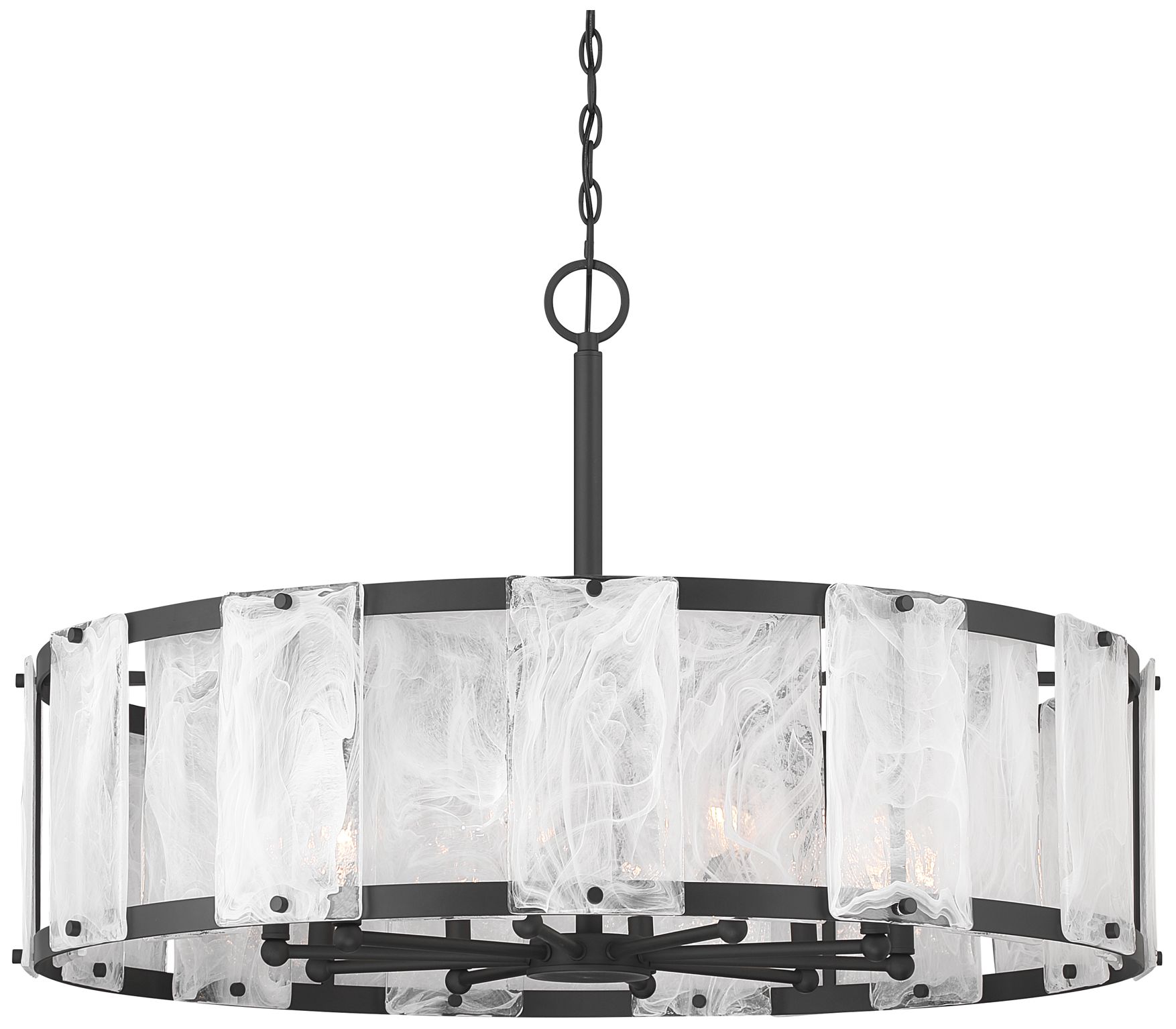 Minka Lavery Veil 10-Lt 37.5-in Dark Matte Black Pendant with Glass Shade