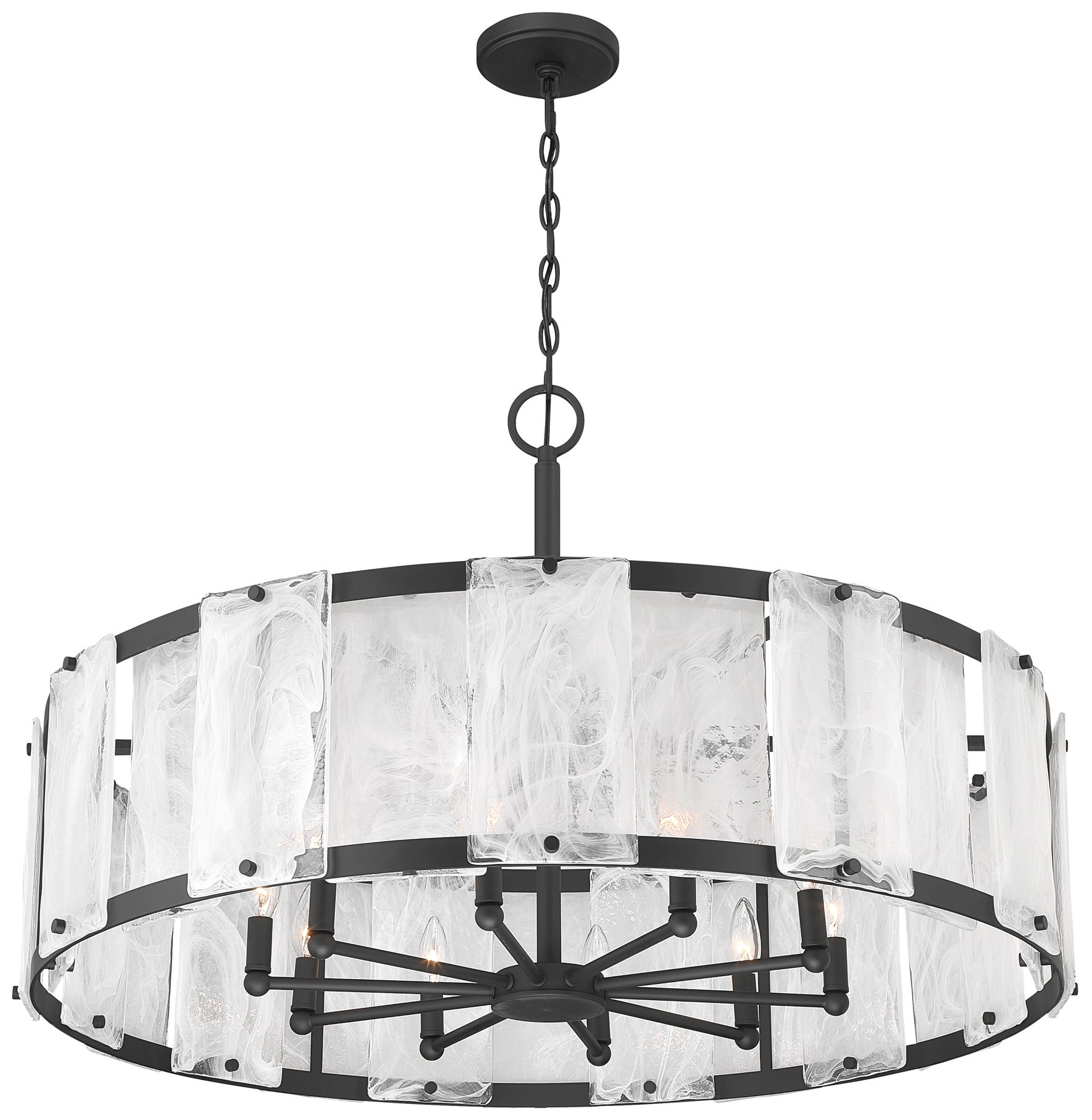 Image 5 Minka Lavery Veil 10-Lt 37.5-in Dark Matte Black Pendant with Glass Shade more views