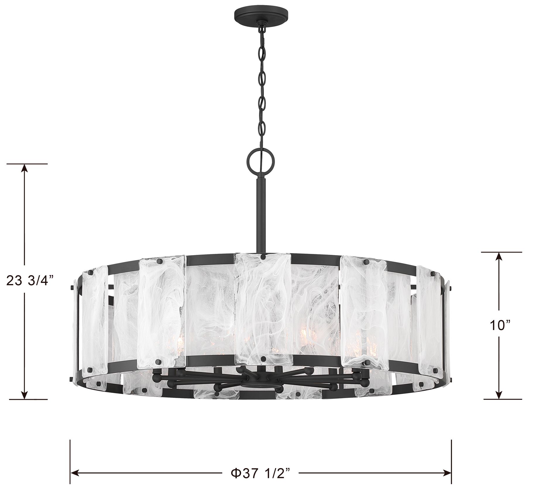 Image 6 Minka Lavery Veil 10-Lt 37.5-in Dark Matte Black Pendant with Glass Shade more views
