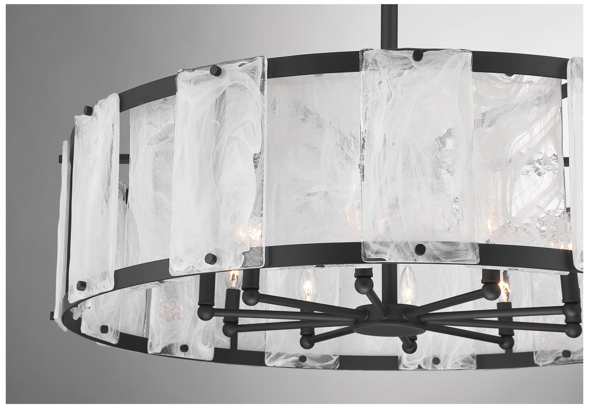 Image 7 Minka Lavery Veil 10-Lt 37.5-in Dark Matte Black Pendant with Glass Shade more views