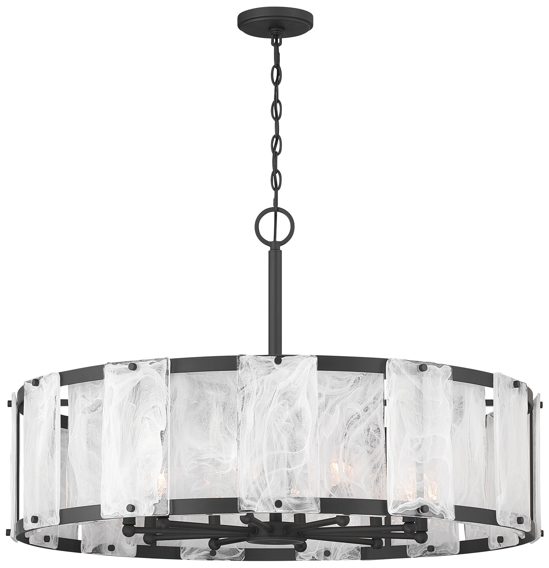 Minka Lavery Veil 10-Lt 37.5-in Dark Matte Black Pendant with Glass Shade