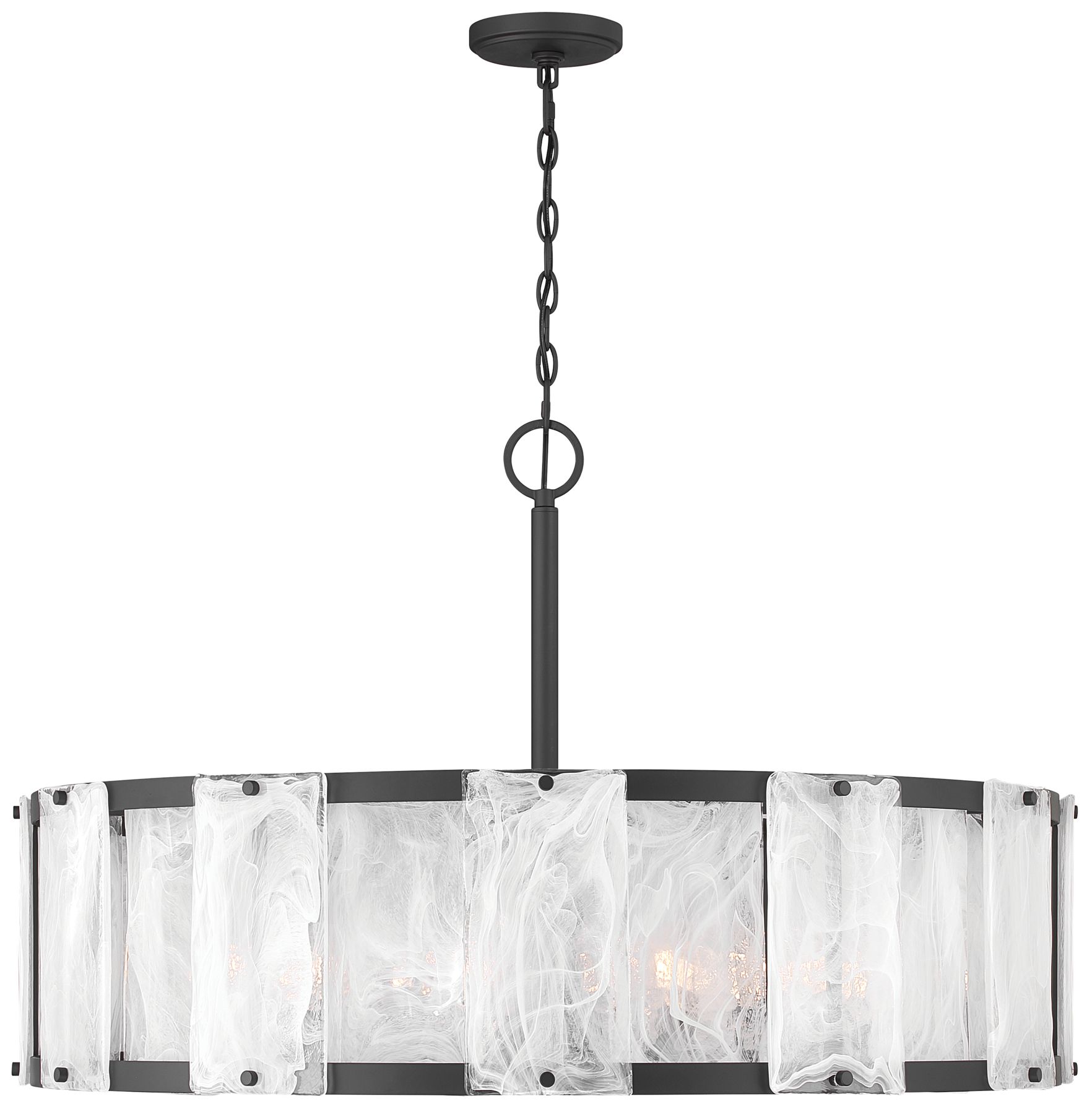 Minka Lavery Veil 10-Lt 37.5-in Dark Matte Black Pendant with Glass Shade