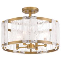 Minka Lavery Veil 18" Wide Light Brass White Glass Drum Ceiling Light