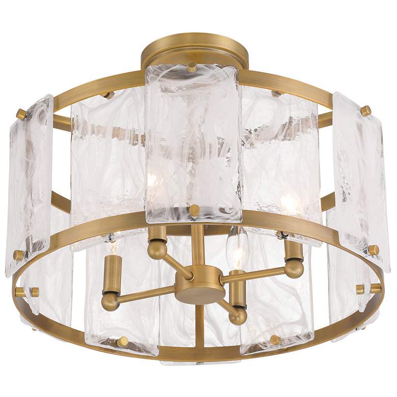 Image 2 Minka Lavery Veil 18" Wide Light Brass White Glass Drum Ceiling Light more views