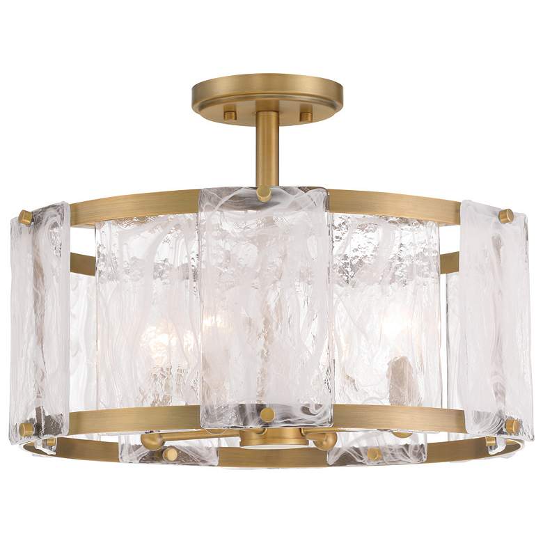 Image 3 Minka Lavery Veil 18" Wide Light Brass White Glass Drum Ceiling Light more views