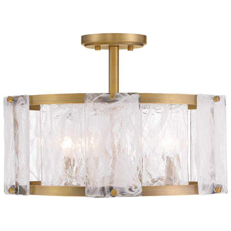 Image 4 Minka Lavery Veil 18" Wide Light Brass White Glass Drum Ceiling Light more views