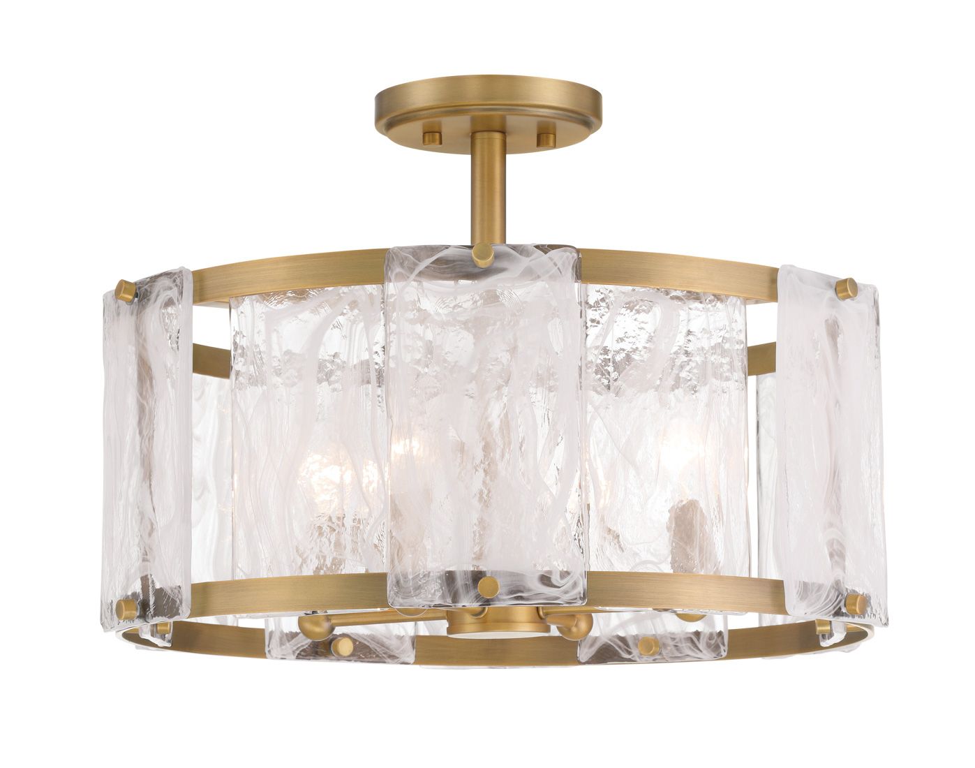 Image 7 Minka Lavery Veil 18" Wide Light Brass White Glass Drum Ceiling Light more views