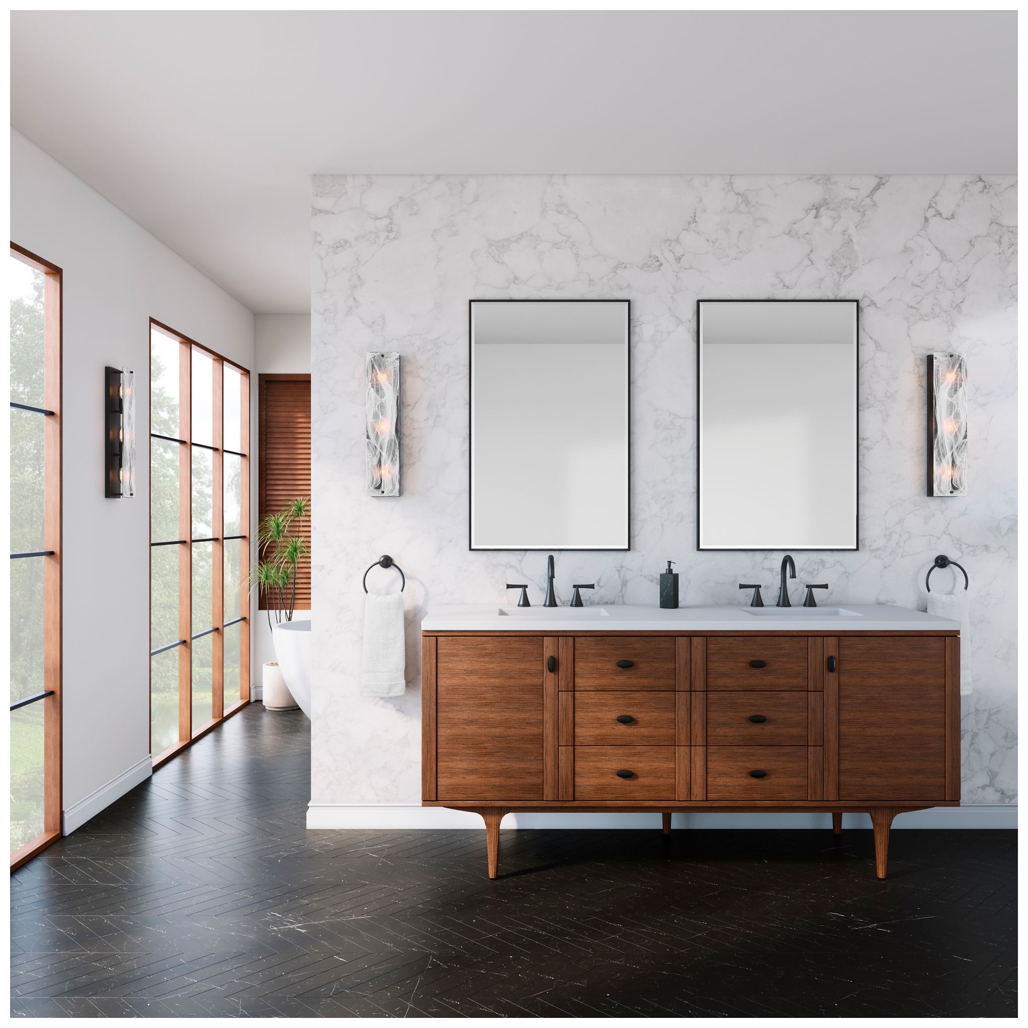 Image 4 Minka Lavery Veil 3-Light 4.75-in Dark Matte Black Vanity Light with Shade more views