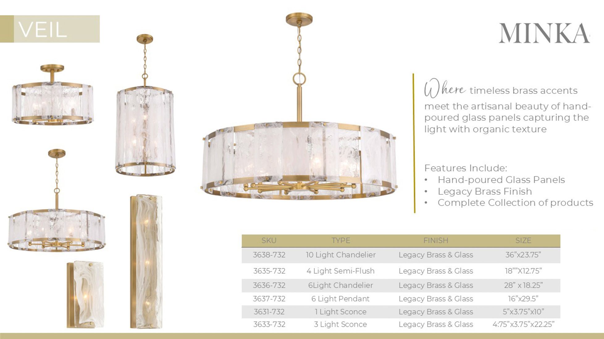 Minka Lavery Veil 4-Light 18-in Legacy Brass Indoor Semi-Flush
