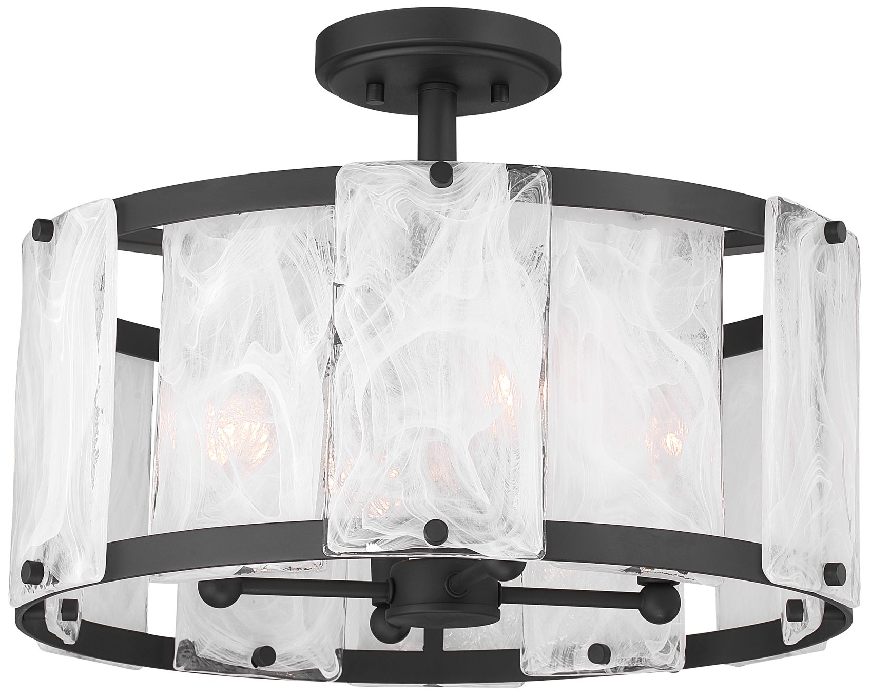 Minka Lavery Veil 4-Light 19.25-in Black Semi-Flush Mount with Glass Shade