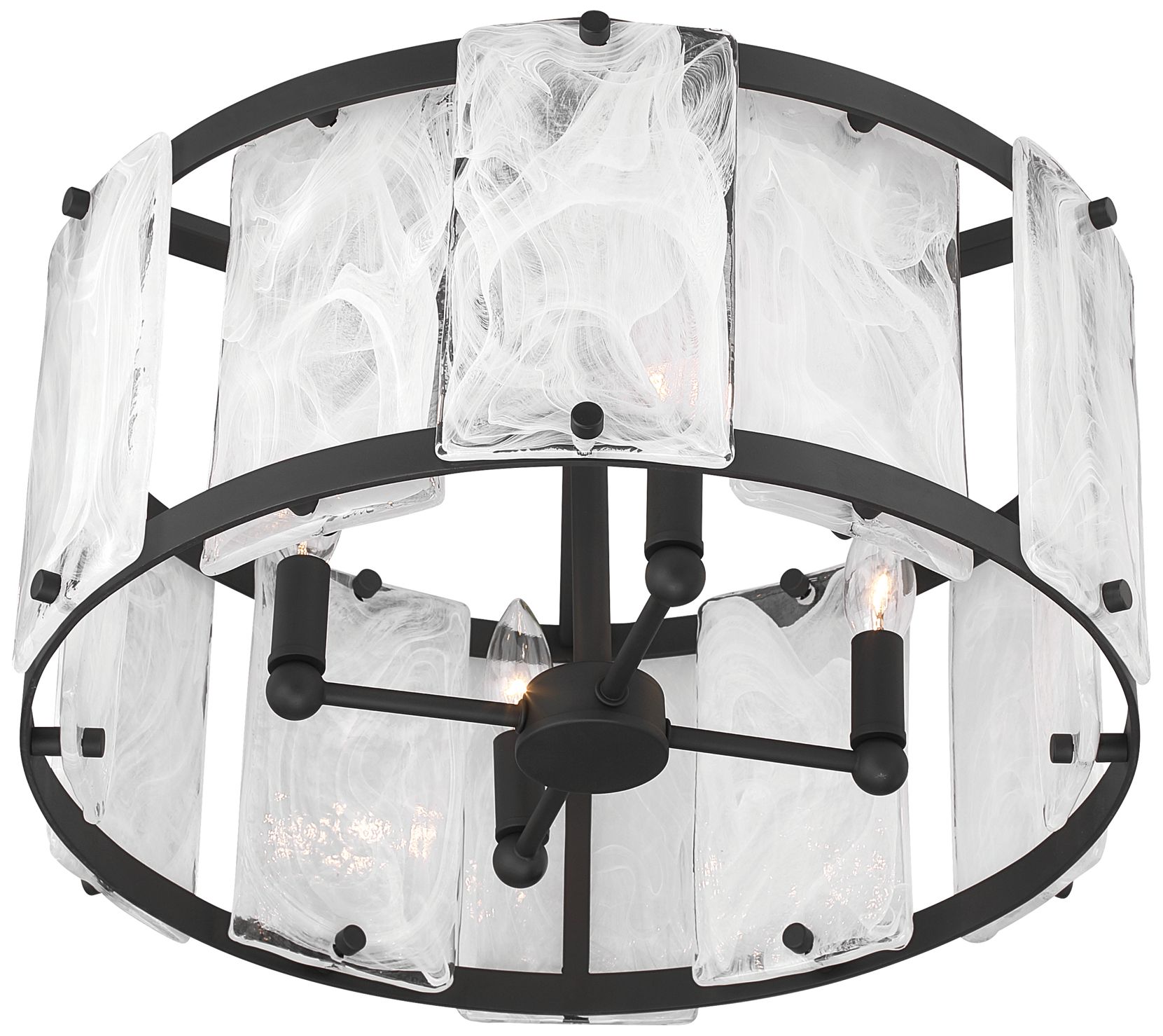 Image 5 Minka Lavery Veil 4-Light 19.25-in Black Semi-Flush Mount with Glass Shade more views