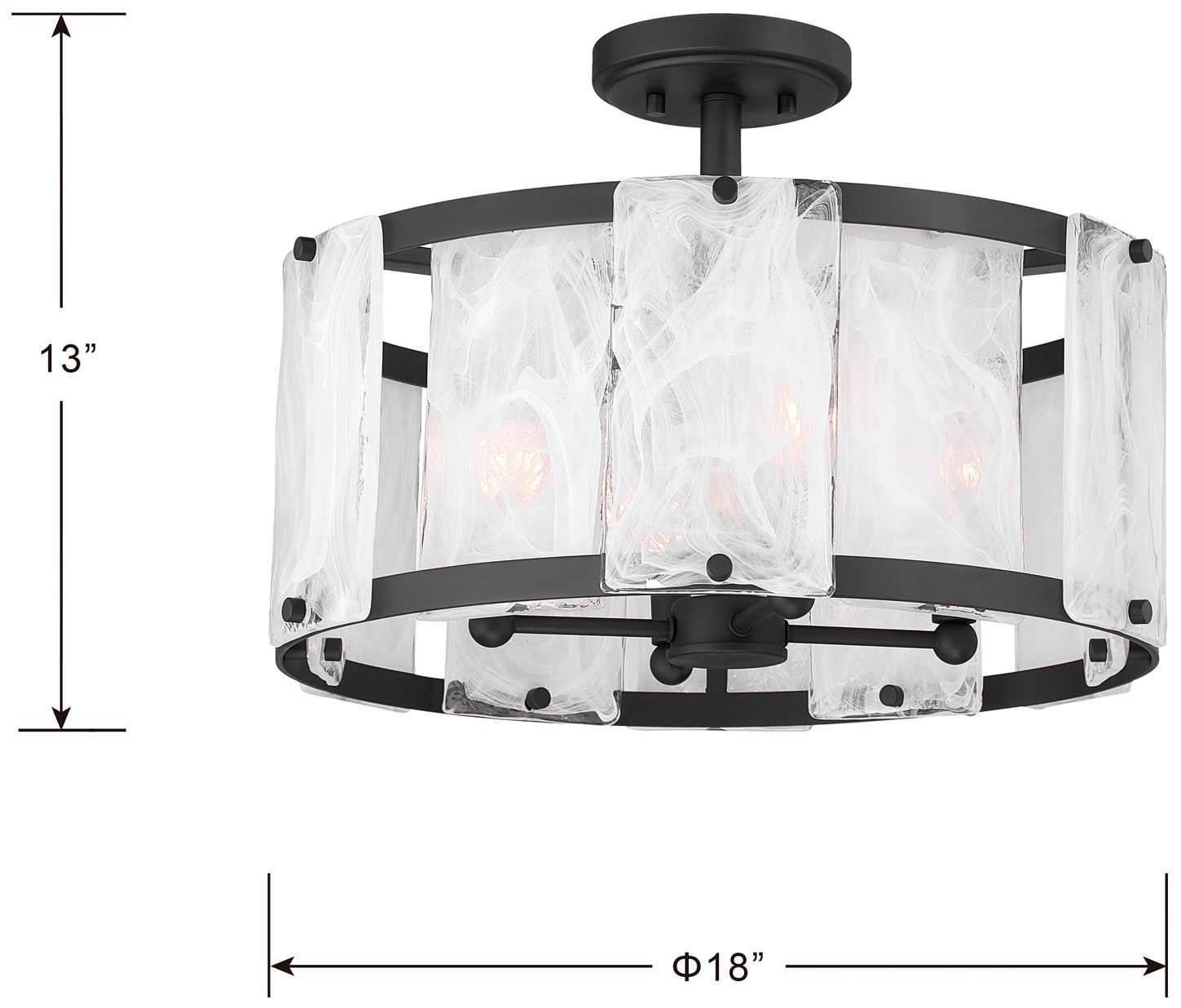 Image 6 Minka Lavery Veil 4-Light 19.25-in Black Semi-Flush Mount with Glass Shade more views