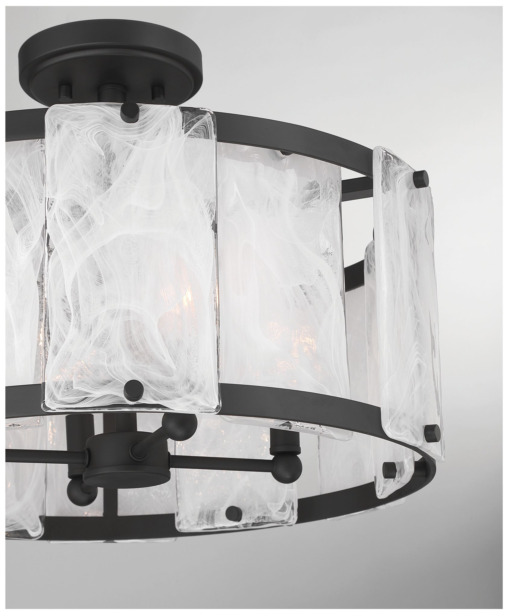 Image 7 Minka Lavery Veil 4-Light 19.25-in Black Semi-Flush Mount with Glass Shade more views